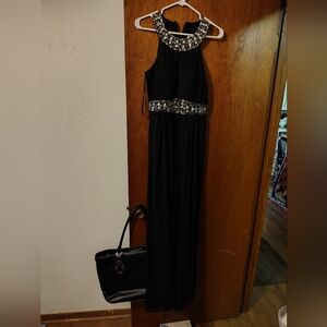 Elegant Black Maxi Dress with Sparkling Details